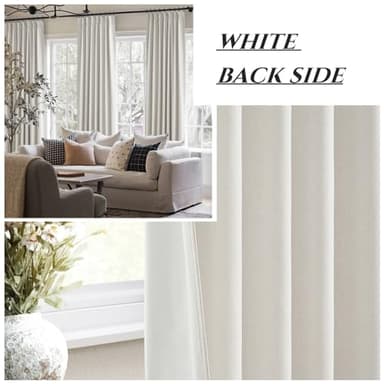 Neutral 10 ft Blackout Curtains 120 Inches Long,Linen Elegant Villa Cottage Floor Length Tall Window Curtains for Sliding Door 2 Panels Privacy Room Divider Drapes for Living Room (Pinch Pleated) - Image 6