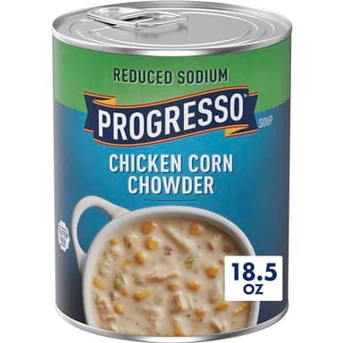 Progresso Chicken Corn Chowder, Reduced Sodium Canned Soup, 18.5 oz - Image 1