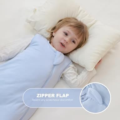 Mosebears Unisex Baby Sleep Sack 1.0 TOG, Supersoft Rayon Made from Bamboo Wearable Blanket with 2-Way Zipper (Sage&Blue,0-6 Months) - Image 3