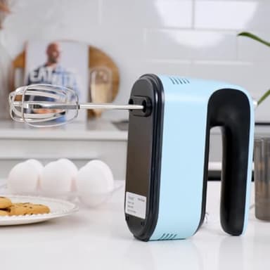 Yomelo 9-Speed Digital Hand Mixer Electric, 400W Powerful DC Motor, Baking Mixer Handheld with Snap-On Storage Case, Touch Button, Turbo Boost, Dough Hooks, Whisk (Ice Blue) - Image 9