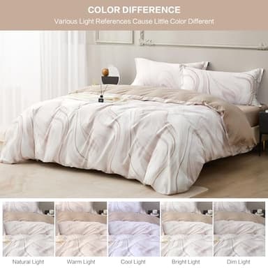 SAPHREAS Ligh Brown Marble Duvet Cover Set 3pcs Full Size Gradient Color Bedding Comforter Cover Set Soft Cotton 1 Duvet Cover 80"x90" 2 Pillow Shams, Comforter Not Included - Image 6