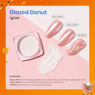 Beetles White Chrome Nail Powder for Gel Nails Pearl Cromer Nail Powder Mirror Effect Nails Gel Polish Glitter Manicure Holographic Pigment Nails Art Design Gifts for Women - Image 3