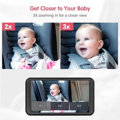 LUCKVIEW BM2 Car Camera for Baby, 5.2" 1080P Screen with 3X Zoom, Clear Rear-Facing View, 360° Rotating Lens, Easy Installation – Safety for Infants and Pets - Image 3