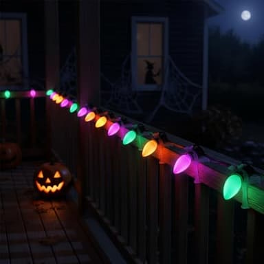 Halloween Lights, 25Ft C7 LED String Lights with Orange, Purple & Green Bulbs, Energy-Efficient, Waterproof, UL Certified for Outdoor & Indoor Halloween Yard, Porch, Patio, Garden Decorations - Image 5