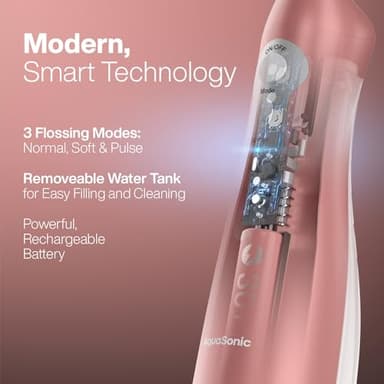 AquaSonic Water Flosser - Cordless Rechargeable Water Flossers for Teeth Cleaning - Waterproof Aqua Flosser, Portable Oral Irrigator for Dental Cleaning with 5 Jet Tips – Braces Home Travel - Image 3