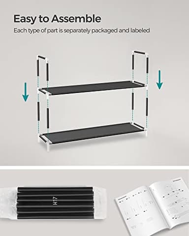 SONGMICS 5-Tier Shoe Rack, Shoe Storage for Hallway Closet, Slim and Space-Saving, Metal Frame, Non-Woven Fabric Shelves, Black ULSH55H - Image 6