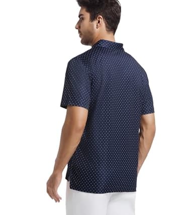 Alex Vando Mens Golf Shirt Moisture Wicking Classic Print Golf Shirts for Men,Navy Sail,L - Image 4