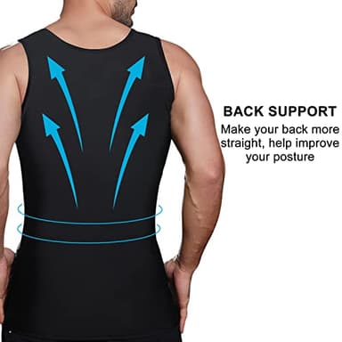 Mens Slimming Compression Shirt, Body Shaper Workout Tank Top, Gynecomastia Tummy Control Undershirts - Change in Seconds - Image 4