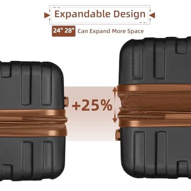 LARVENDER Luggage 6 Piece Sets Hardside Expandable Suitcases with Spinner Wheels TSA Lock, Lightweight Travel Carry On Luggage Sets for Women, Black - Image 2