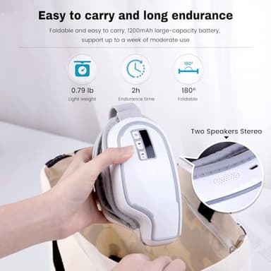 klobela Eye Massager with Heat,Heated Eye Mask, Compression Massage,Eye Massager for Migraine Relief, Reduces Dark Circles & Strain, Improves Sleep, Ideal Gift for Men/Women,White - Image 7