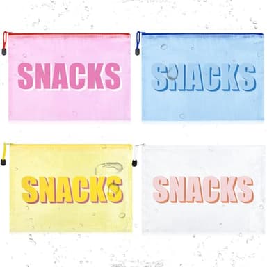 Aileam 4PCS Snack Bag for Travel Clear Zipper SnackPouch Waterproof Makeup Cosmetic Bags for Women Girls Clear Pouch for Essentials - Image 1