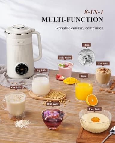 KIDISLE 8 in 1 Nut Milk Maker Blender, 32oz Homemade Soy, Almond, Oat, Coconut, Plant Based and Non Dairy Beverages, Automatic Soybean Machine With Delay Start/Keep Warm/Boil Water, Cream - Image 2