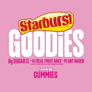 STARBURST GOODIES FaveREDS Plant-Based Low Sugar Candy Fruit Gummy Candies, 1.8 Oz Bags (Pack of 12) - Image 3