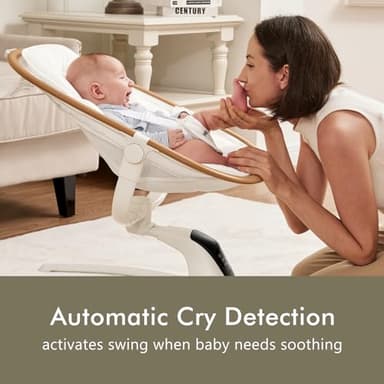 Angelbliss Electric Baby Swing with Cry Detection, Side-to-Side Motion, 5 Speeds, 180 Rotation, Indoor Swing for Infants and Toddlers (White) - Image 3