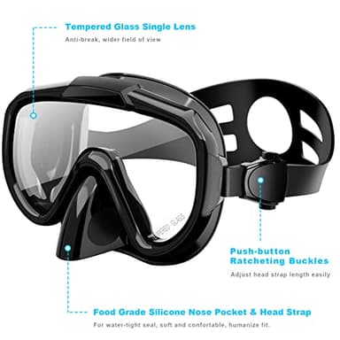 Snorkeling Gear for Adults, Dry Top Snorkel Set with Panoramic Anti-Leak and Anti-Fog Tempered Glass Lens, Adjustable Snorkeling Set for Scuba Diving Swimming Training Snorkel Kit - Image 3