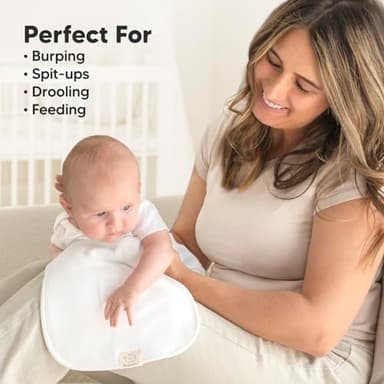 Organic Burp Cloths Baby Boy & Girl - 5-Pack Super Absorbent Cotton Burping Cloths for Babies, Soft & Plush Newborn Spit Up Rags, Infant Towels for Milk Spit Up, Unisex, Large 21" x 10" (Soft White) - Image 5