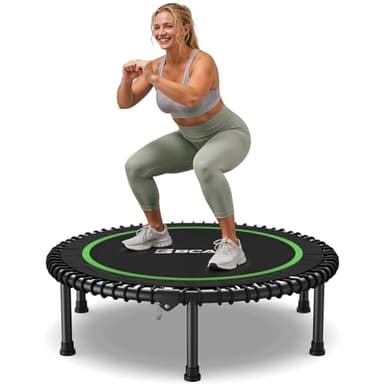 BCAN 40" Adult Fitness Trampoline with Durable Bungees, Stable & Quiet Exercise Rebounder,Great Mini Trampoline for Indoor/Garden Workout - Green - Image 1