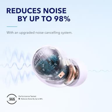 Soundcore by Anker Space A40 Auto-Adjustable Active Noise Cancelling Wireless Earbuds, Reduce Noise by Up to 98%, 50H Playtime, Hi-Res Sound, Comfortable Fit, App Customization, Wireless Charge - Image 2