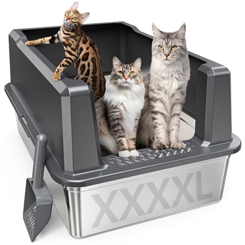 XXXL Stainless Steel Cat Litter Box with High Sides, 28" L x 20" W x 14" H Extra Large Litter Box for Big Cats and Multiple Cats, Enclosure Cat Litter Pan with Anti-Urine Leakage, Easy Clean - Image 1
