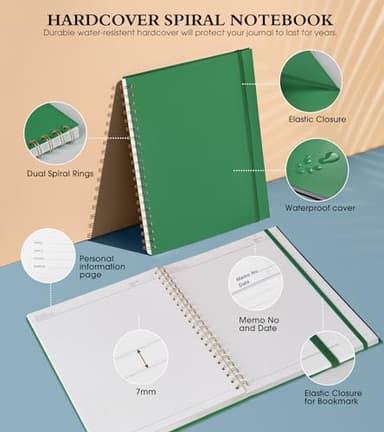 Spiral Notebook Journal 8.5” x 11”, A4 Large Notebooks for Women Men, College Ruled Lined Journal, 100 GSM Paper, Hardcover Spiral Bound Journals for Work School Writing Note Taking Business, Green - Image 3