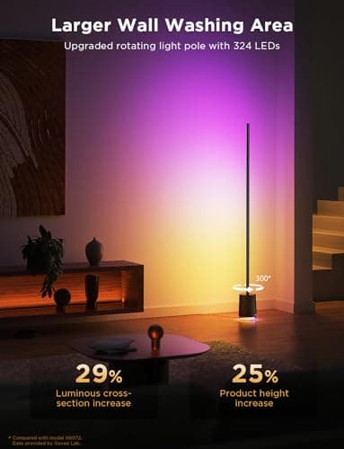 Govee Floor Lamp Pro, RGBICWW LED Lamp with Bluetooth Speaker and White Noise, 2100 Lumens Standing Lamp, Works with Matter, 16 Million Colors, Music Sync, Floor Lamp for Bedroom, Living Room - Image 4