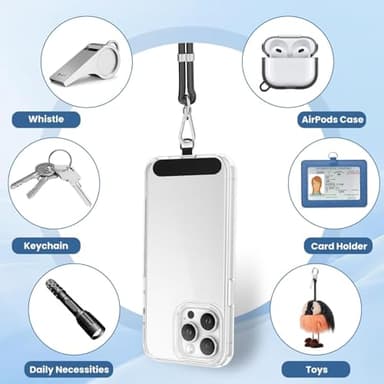 SS Cell Phone Lanyard, 2 Pack Adjustable Phone Lanyard Crossbody Neck Strap & 2 Phone Wrist Strap with 2 Phone Tether Patches for Most Smartphones, Black Grey - Image 4