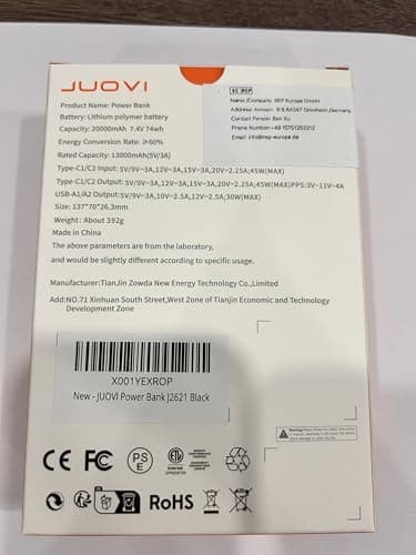 JUOVI J2621 Power Bank Portable Charger 20000mAh 45W, PD3.0 QC 4.0 Fast Charging Battery Pack with LED Display,2 USB-C,2 USB-A for iPhone 15 16, MacBook - Image 11