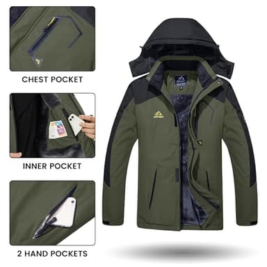TACVASEN Men's Tactical & Snowboard Jacket - Military Winter Parka, Water Resistant, Green - Image 5