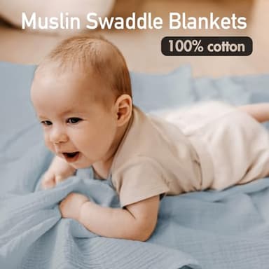 GLLQUEN BABY Muslin Swaddle Blankets,3-Pack Receiving Blanket for Newborn Boys and Girls,Baby Swaddle Blanket Unisex, Elephant,Baby Essentials, Registry & Gift, 40 x 38 inches - Image 4