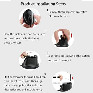 Pawdea 9PCS Flying Bird Cat Toy Set, Interactive Cat Toys with 2 Flexible Wands & Strong Suction Base, 3 Natural Bird Feather Attachments & Bell, Fun Play for Indoor Kittens, Engaging Toy Set - Image 3