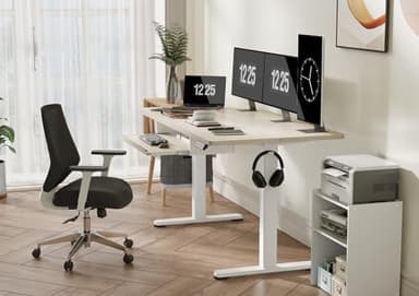 Claiks Standing Desk with Keyboard Tray, Electric Standing Desk Adjustable Height, 55x24 Inches Sit Stand up Desks with Splice Board, Raising Desks for Home Office, Natural - Image 2