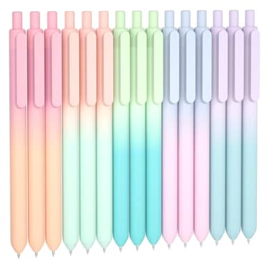 Shuttle Art Retractable Pastel Shifting Gel Ink Pens, 15 Pack Black Ink Pens, Cute Pens 0.5mm Fine Point Soft Aesthetic Barrel for Smooth Writing Journaling Taking Notes School Office Home - Image 1