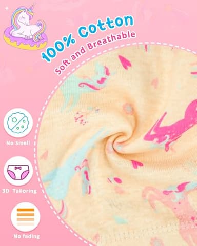 JAHSIYI Girls Underwear Size 6 100% Cotton Toddler Panties 6T Stretch Briefs Kids Clothes Unicorn Underpants 6 Pack Cute Undies Small 6X 5-6 Years Old - Image 3