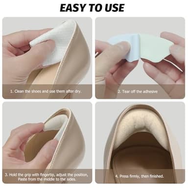Ouzorp Heel Pads for Shoes-4 Pairs Heel Grips Inserts Cushion for Womens Men Shoes, Heel Pads Snugs for Shoe Too Big, Improved Shoe Fit and Comfort, Prevent Heel Slip and Blister-Pale Apricot+Black - Image 7
