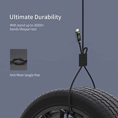 SOOPII 100W USB C to USB C Cable, 4FT Nylon Braided Type-C Cable, PD Fast Charging Cable with LED Display for lPhone 15/15 Pro/15 Plus/15 Pro Max, MacBook Pro, Samsung Galaxy S22/S10, Pixel, LG - Image 5