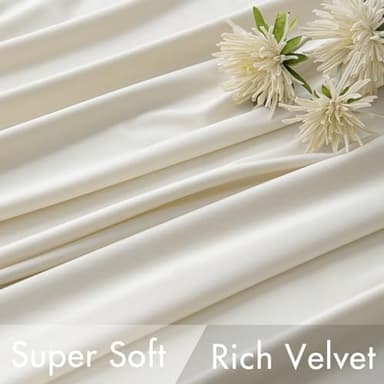 MIULEE Velvet Curtains 84 inches - Luxury Curtains for Bedroom Living Room Thermal Insulated Super Soft Room Darkening Window Drapes Rod Pocket & Back Tab, Ivory, W52 x L84 inches, 2 Panels - Image 4