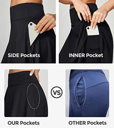 IUGA 20" Knee Length Skorts Skirts for Women with Pockets Tennis Skirt High Waisted Golf Skirts for Women Casual Athletic Black - Image 2