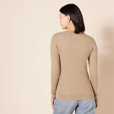 Amazon Essentials Women's Lightweight Long-Sleeve Cable Crewneck Sweater (Available in Plus Size), Camel Heather, XX-Large - Image 3