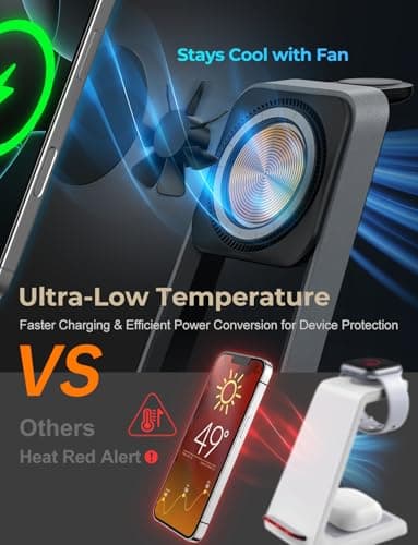 3 in 1 Charging Station with Cooling Fan, Wireless Charging Station for Multiple Devices, Magsafe Wireless Charger Stand for iPhone 16 15 14 13 12, Apple Watch Charger 10 Ultra 2, AirPods 4 3 Pro 2 - Image 2