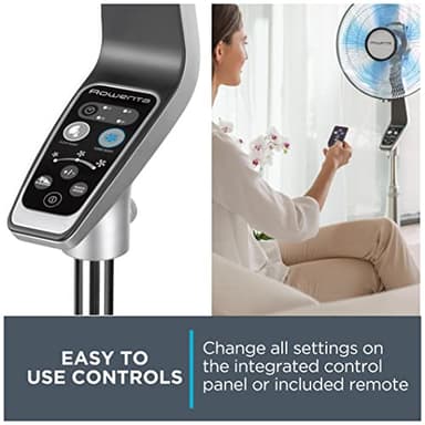 Rowenta Pedestal Fan, 53 Inches, Ultra Quiet Oscillating Fan for Bedroom, Portable, 5 Speeds, Refresh Up to 23-Feet, Silver, Indoor, VU5670 - Image 6