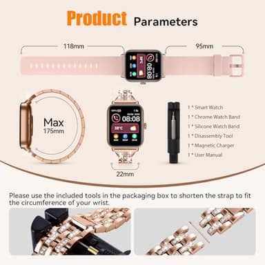 Gydom Smart Watch for Women with Diamond Jewelry Watchband, Alexa Built-in, IP68 Waterproof Fitness Tracker with Bluetooth Call, 1.8" Smartwatch with Heart Rate/SpO2/Sleep Monitor, 110+ Sports Mode - Image 7