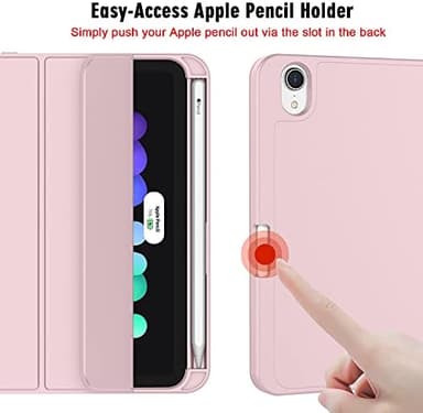ZryXal for iPad mini 7 Case A17 Pro 2024/iPad Mini 6 Case 2021 8.3 Inch with Pencil Holder, iPad mini 7th/6th Generation Case with Soft TPU Back and Auto Sleep/Wake, Pink - Image 4