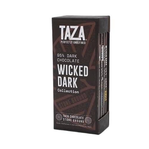 Taza Chocolate Organic Wicked Dark 95% Dark Bar Variety Pack Bundle, 2.5 oz (4 count), Vegan - Image 1