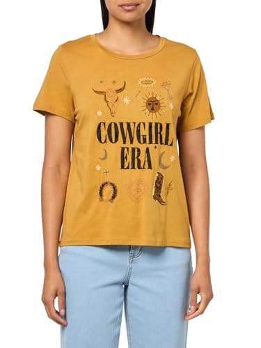 Lucky Brand Women's Cow Girl ERA Classic Crew, Honey Mustard - Image 1