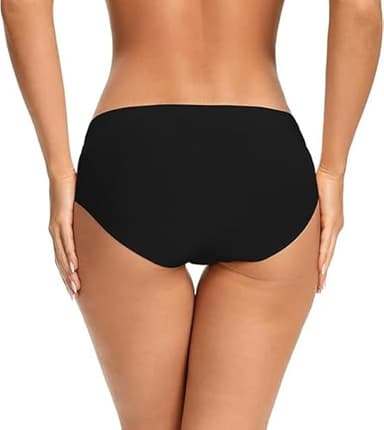 voenxe Seamless Underwear for Women Black,Hipster No Show Ladies Panties Line,Breathable Stretch Bikini,Invisible Workout Briefs,Comfortable Soft Undies,Gym Underpants,5 Pack - Image 4