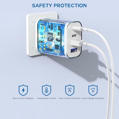 35W Apple iPhone 17 16 Pro Adapter,3Pack 4-Port Quick Charger Block USB C MultiPort PD Plug Adapter+QC Double Type C Adapter Fast Charging for iPhone 17 Air/17 Pro Max/16e/15/15 Pro/14/13/12/11/X/iPad - Image 5