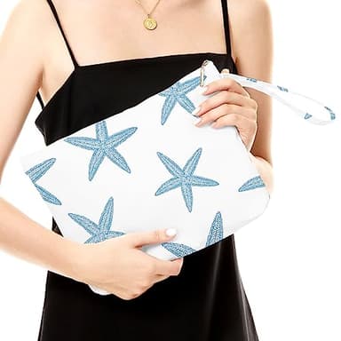 Fokongna Wet Bag, Travel Wet Dry Bag Water Proof Beach Bags for Swimsuit Beach Pool Diapers Dirty Yoga Gym Clothes Zipper Pouch, for Women Sister Friends Ocean Sea Shells Makeup Bag - Image 2