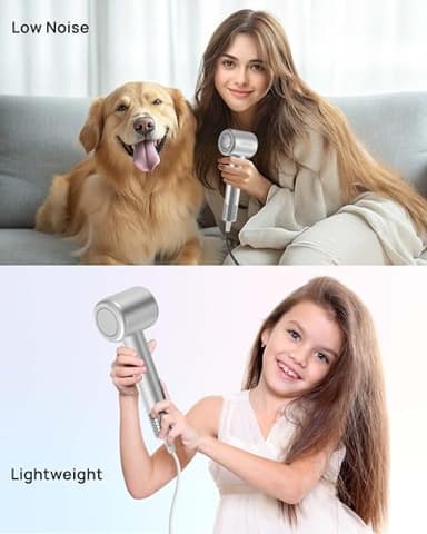 Hair Dryer, High-Speed Ionic Low Noise Blow Dryer for Fast Drying, Birthday Christmas Gifts for Women Men Mom Dad, Thermo-Control Quiet Compact Hair Blow Dryer for Travel Salon, Silver - Image 7