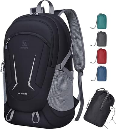 MIYCOO Backpack - Ultra Lightweight Packable Backpack for Travel Camping, 45L Hiking Back Pack Waterproof Foldable Daypack for Men Women Black - Image 1