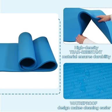 Fitvids All Purpose 1/2-Inch Extra Thick High Density Anti-Tear Exercise Yoga Mat with Carrying Strap, Blue - Image 3